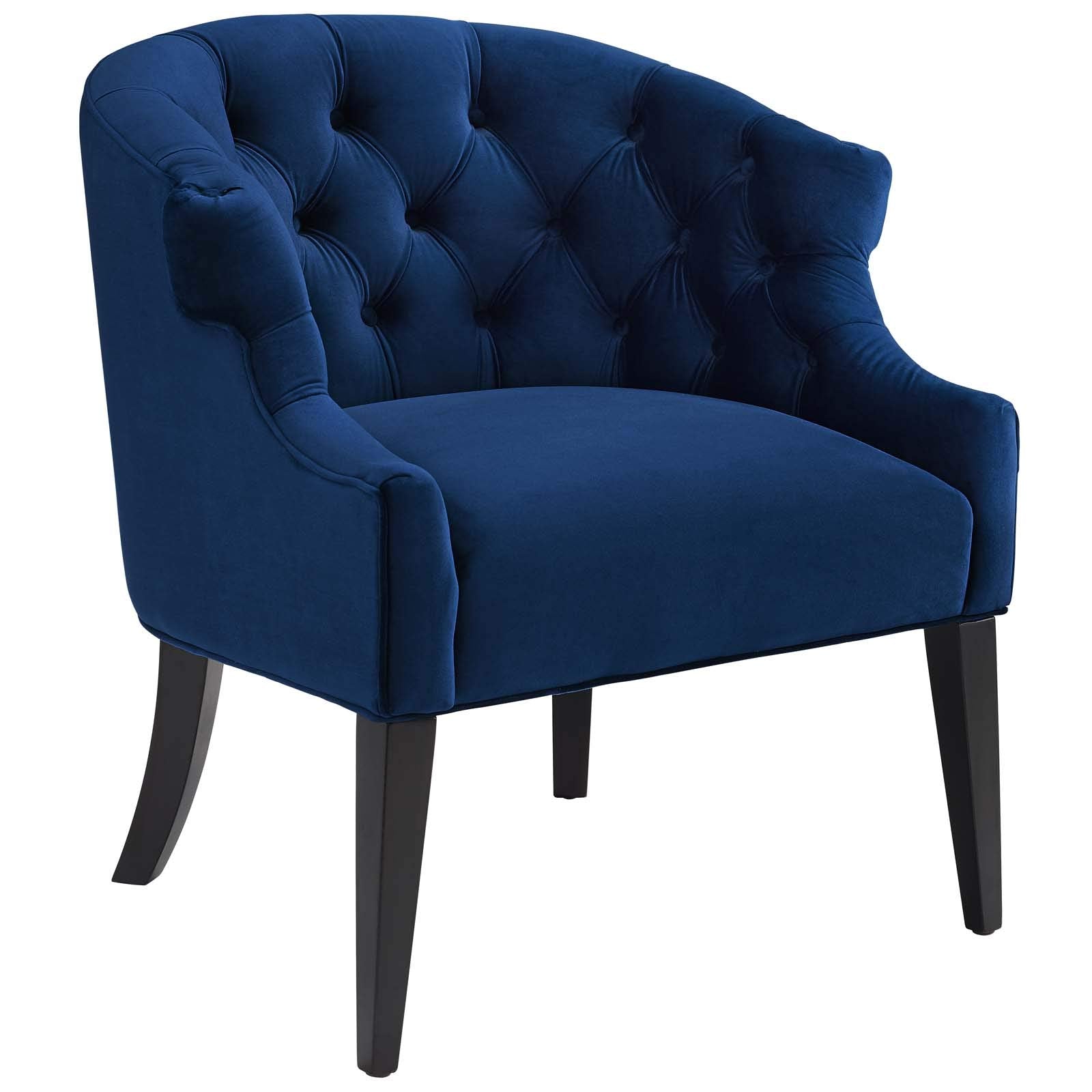 Modway Precept Tufted Button Performance Velvet Accent Living Room Chair In Navy